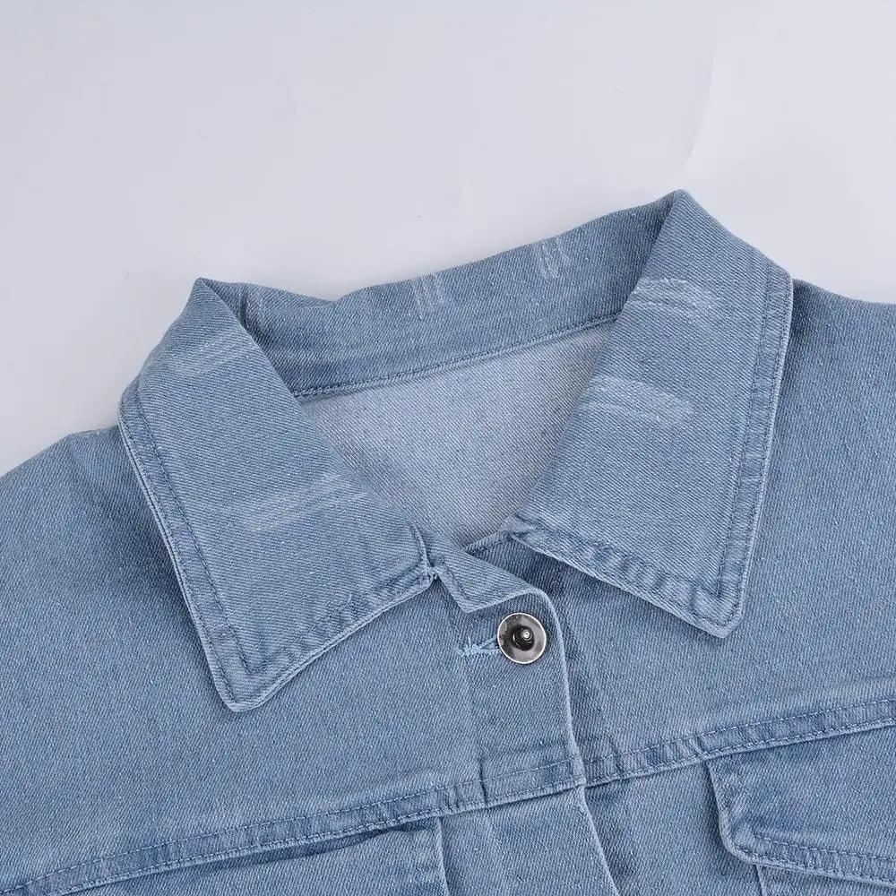 New Incredible Women Sexy Ripped Denim Vintage Casual Short Jean Jacket Puff Sleeve Streetwear