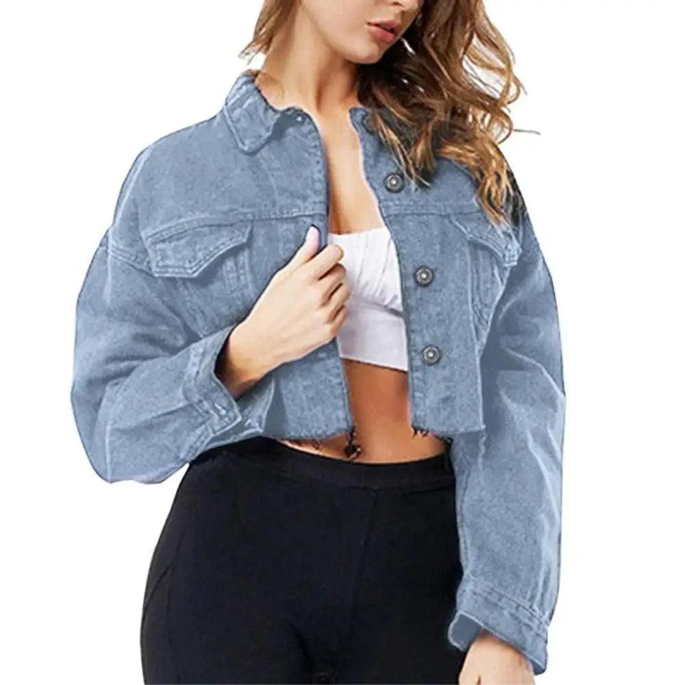 New Incredible Women Sexy Ripped Denim Vintage Casual Short Jean Jacket Puff Sleeve Streetwear