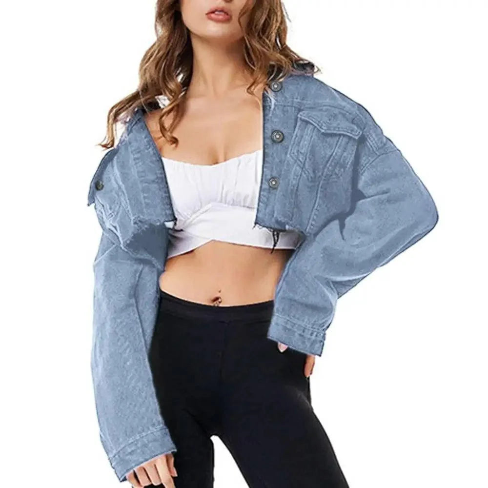 New Incredible Women Sexy Ripped Denim Vintage Casual Short Jean Jacket Puff Sleeve Streetwear