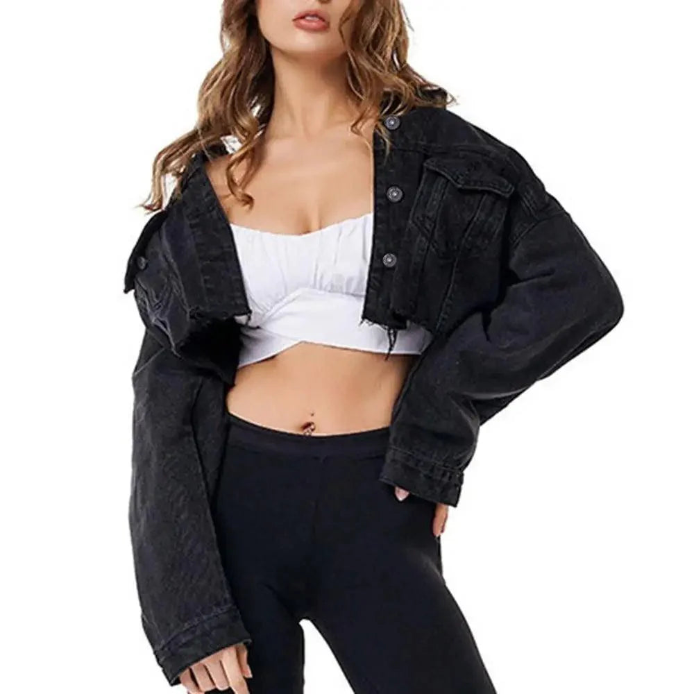 New Incredible Women Sexy Ripped Denim Vintage Casual Short Jean Jacket Puff Sleeve Streetwear